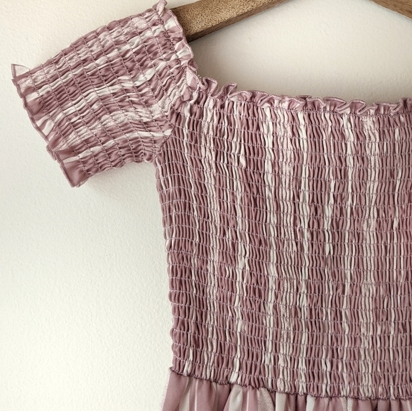 Show Me Your Mumu Mini Dress Off the Shoulder Striped Smocked Boho Pink Size XS - Picture 4 of 7